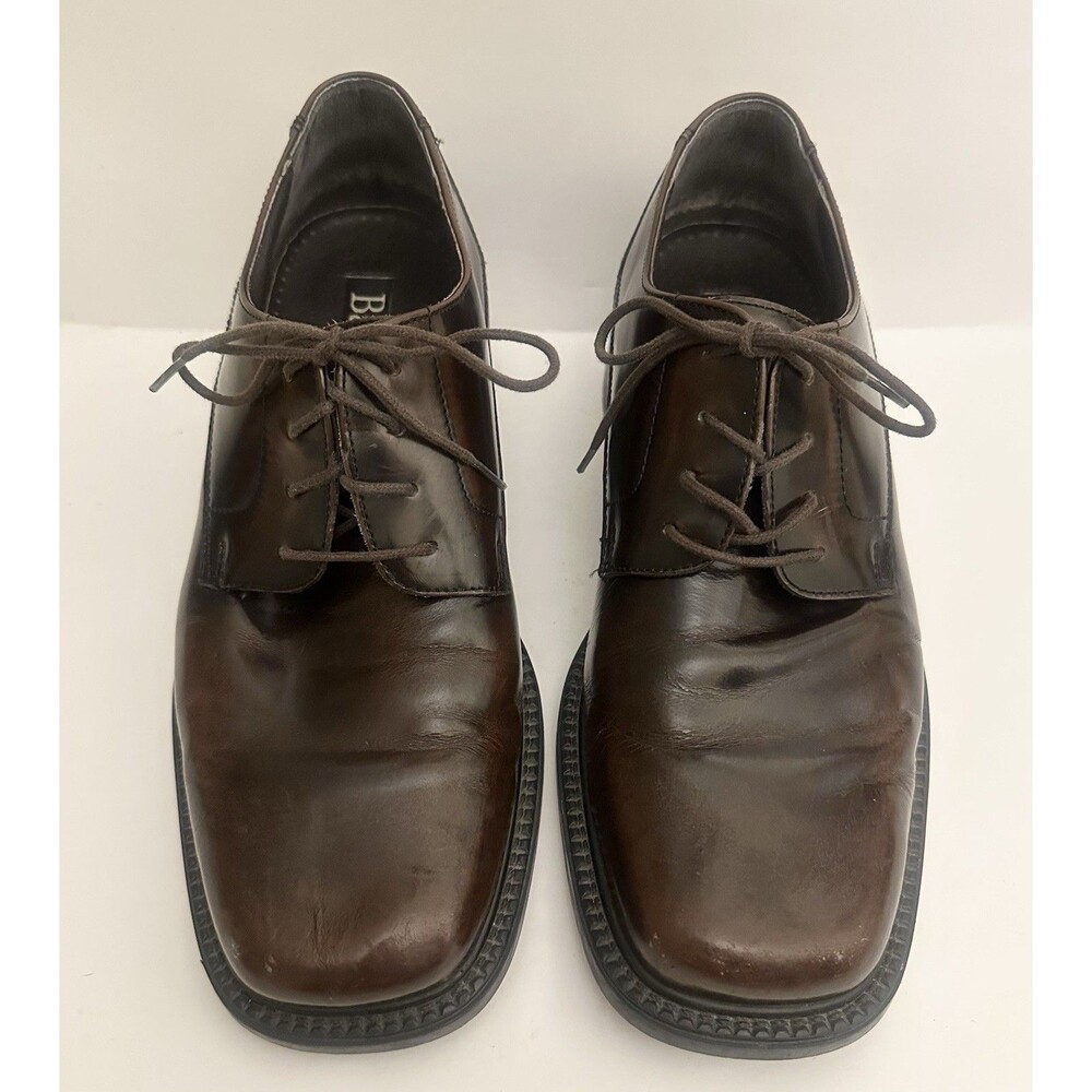 Bass Men’s 9.5M Brown Leather Derby Dress Shoes Lace-Up Plain Toe